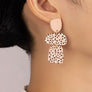 Flower pattern printed acrylic drop earrings