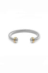 TWISTED CABLE WIRE OPEN BANGLE TWO TONE CUFF BRACE