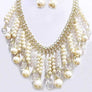 Pearl And Clear Beads Statement Necklace Set