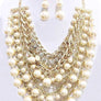 Layered Pearls Statement Necklace Set