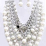 Layered Pearls Statement Necklace Set