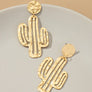 Hammered thin metal openwork cactus drop earrings
