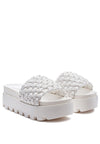 SUNDAE PLATFORM SLIDES WITH WOVEN TEXTURED STRAPS