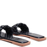 MARCUE PATENT PU QUILTED SLIDES IN WOVEN STRAPS