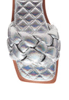 MARCUE PATENT PU QUILTED SLIDES IN WOVEN STRAPS