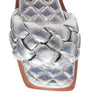 MARCUE PATENT PU QUILTED SLIDES IN WOVEN STRAPS