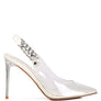 GODDESS HEELED CLEAR CHAIN SLINGBACK SANDAL