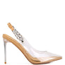 GODDESS HEELED CLEAR CHAIN SLINGBACK SANDAL