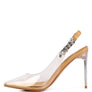 GODDESS HEELED CLEAR CHAIN SLINGBACK SANDAL