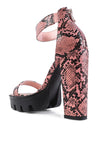 RATTLE SNAKE PRINT HIGH HEELED BLOCK SANDAL