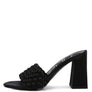LUST LOOK BRAIDED SATIN BLOCK SANDALS