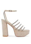 TRICKS SNAKE SKIN HIGH BLOCK HEELED SANDALS