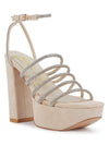 TRICKS SNAKE SKIN HIGH BLOCK HEELED SANDALS