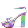 PRISMA TIE-DYE HIGH PLATFORM HEELED SANDALS