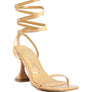 LEWK STRAPPY TIE UP SPOOL HEEL SANDALS