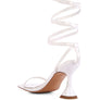 LEWK STRAPPY TIE UP SPOOL HEEL SANDALS