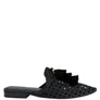 MIRIAM Woven Metallic Tassel Flat Mules