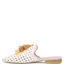MIRIAM Woven Metallic Tassel Flat Mules