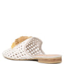 MIRIAM Woven Metallic Tassel Flat Mules