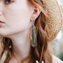 Mixed Bead Feather Chain Boho Earrings