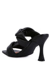 GLAM GIRL TWISTED STRAP SPOOL HEELED SANDALS