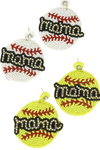 Diona J Game Day Softball Seed Beaded Mama Post and Drop Earrings