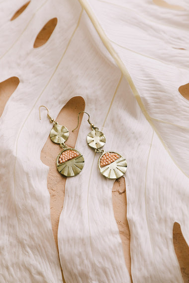 Golden Sunrise Artisan Beaded Drop Earrings