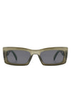 Retro Narrow Rectangle Flat Top Slim Sunglasses