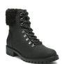 DOLON LACE-UP FUR COLLARED ANKLE BOOT