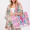 DIONA J BOHO PRINT FRINGE TOTE BAG ONE SIZE MULTICOLOR