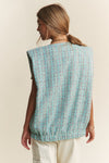 J.NNA Frayed Tweed Padded Shoulder Vest