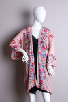 Pink Anemone Garland Embroidered Kimono