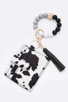 Cow Print Tassel Silicon Bracelet Card Holder