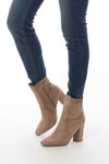 Women's Faux Suede Chunky Heel Ankle Booties