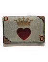 Queen Of Hearts Cream Beaded Clutch  Crossbody Bag Handmade Perfeect Gift For Women