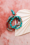 4-piece Turquoise Beaded Silver Charm Bracelets