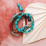 4-piece Turquoise Beaded Silver Charm Bracelets