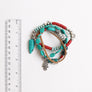 4-piece Turquoise Beaded Silver Charm Bracelets