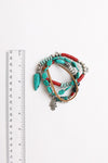 4-piece Turquoise Beaded Silver Charm Bracelets