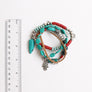 4-piece Turquoise Beaded Silver Charm Bracelets
