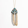 Turquoise Crystal Medallion Fringe Chain Necklace