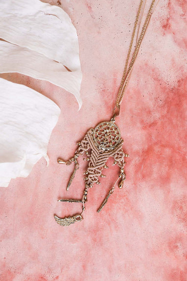Dream Weave Medallion Pendant With Feather Charms