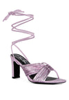 xuxa metallic tie up block heel sandals