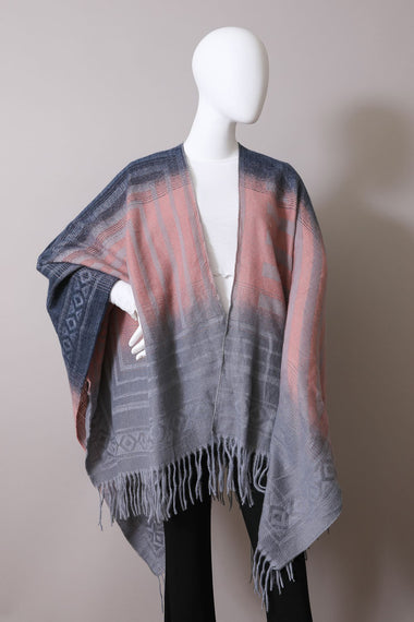 Fall Western Style Colorblend Tassel Trim Serape