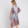 DIONA J ABSTRACT PAISLEY FLOWER PRINT KIMONO CARDIGAN ONE SIZE COLOR BROWN