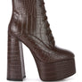 Magdalene Croc High Block Heeled Boot