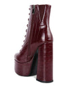 Magdalene Croc High Block Heeled Boot