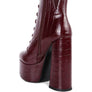 Magdalene Croc High Block Heeled Boot