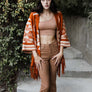 Luxe Aztec Fringed Knit Ruana Wrap