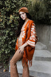Luxe Aztec Fringed Knit Ruana Wrap
